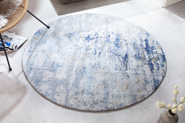 Rug Modern Art Round 150cm Cotton Blue