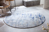 Round Rug Modern Art 150cm Cotton Blue