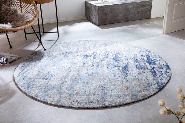 Rug Modern Art Round 150cm Cotton Blue