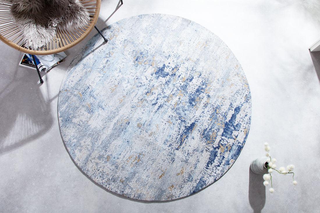 Rug Modern Art Round 150cm Cotton Blue