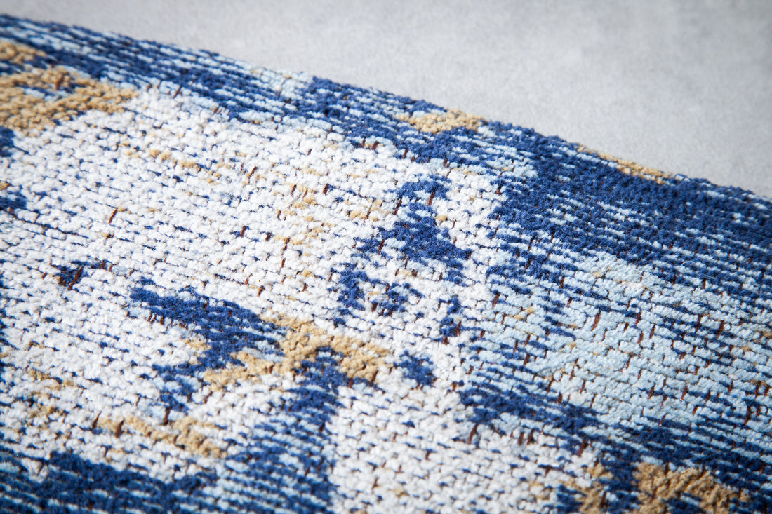 Rug Modern Art Round 150cm Cotton Blue