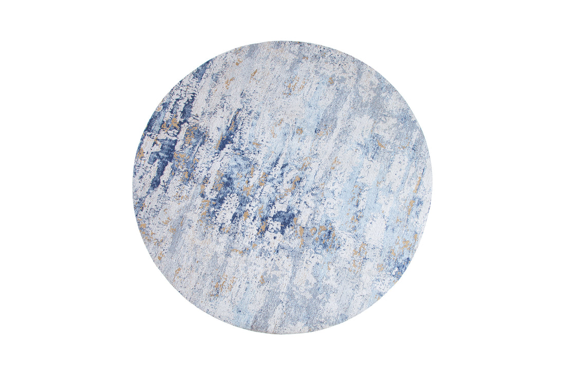 Rug Modern Art Round 150cm Cotton Blue