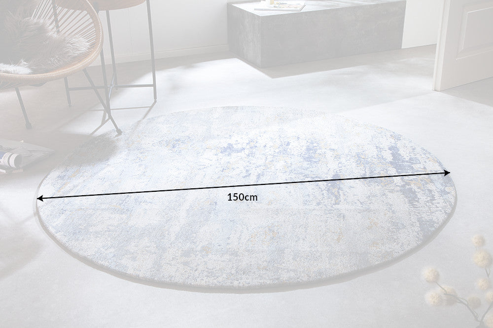 Rug Modern Art Round 150cm Cotton Blue