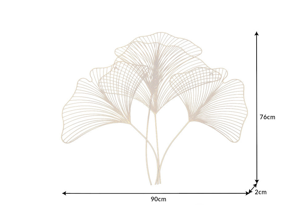Wall Decoration Ginkgo 90cm Metal Gold