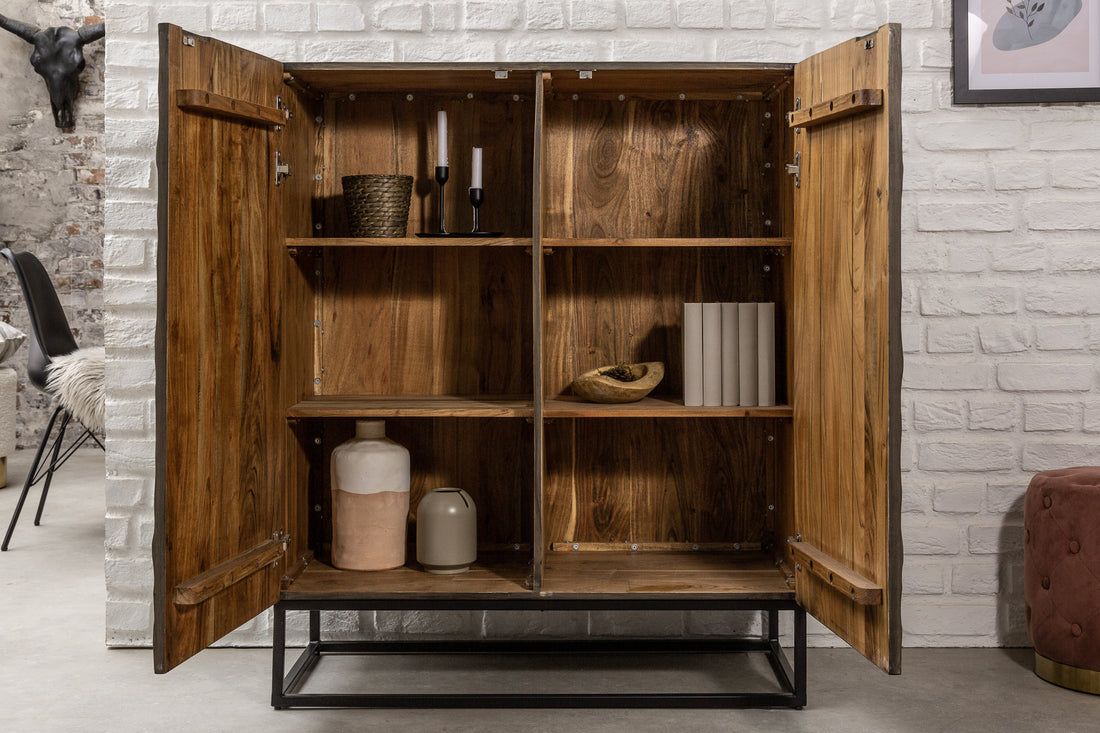 Cabinet Fossil 120cm Acacia Wood Grey