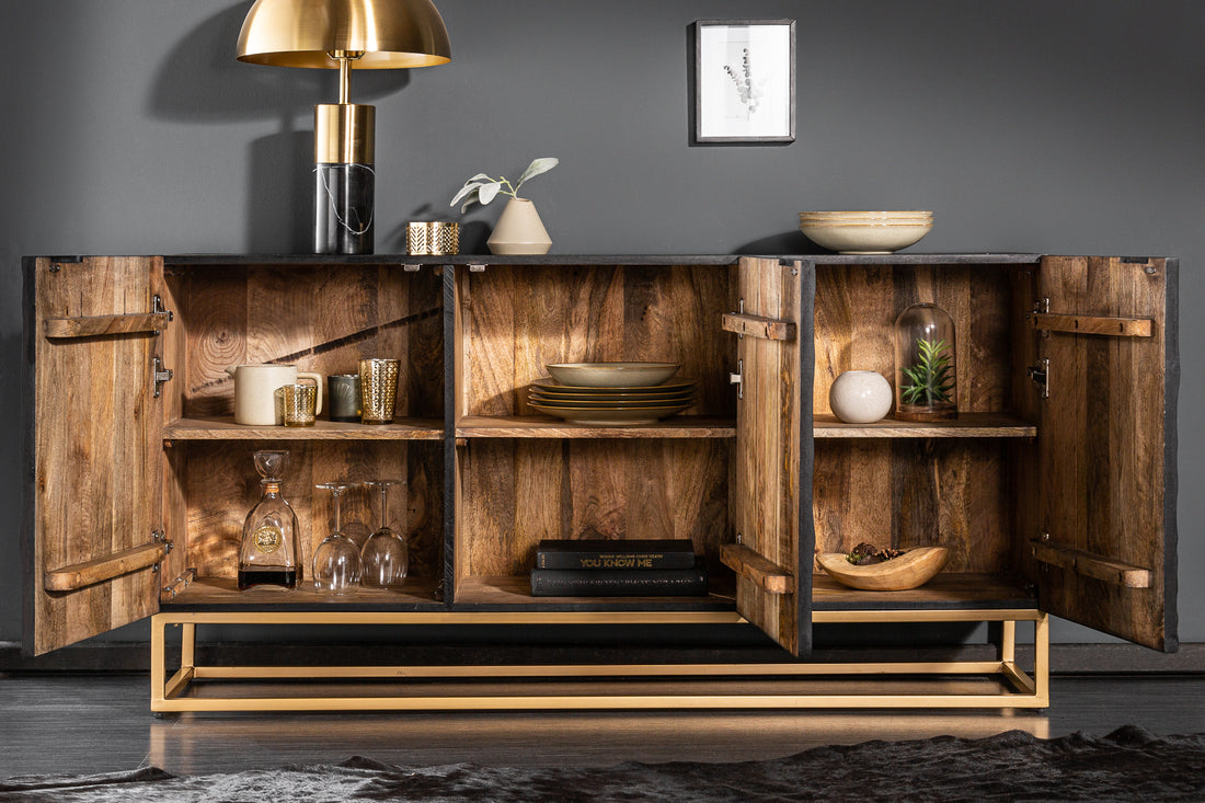 Sideboard Fossil 140cm Mango Wood Black
