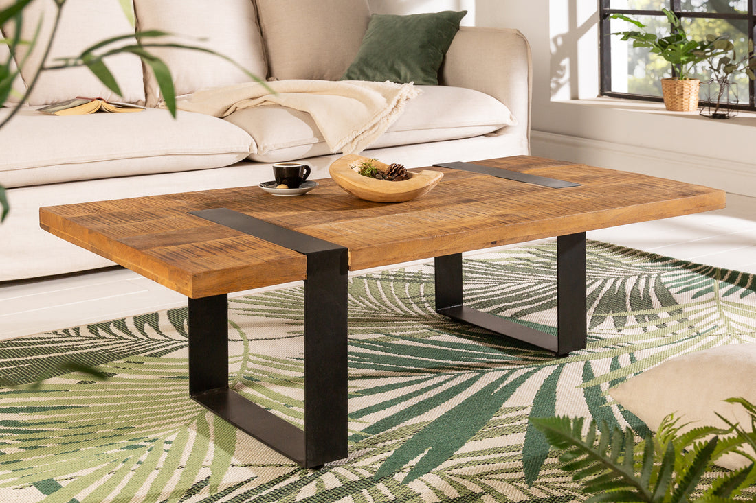 Coffee Table Blacksmith Asymmetrical 100cm Mango Wood Natural