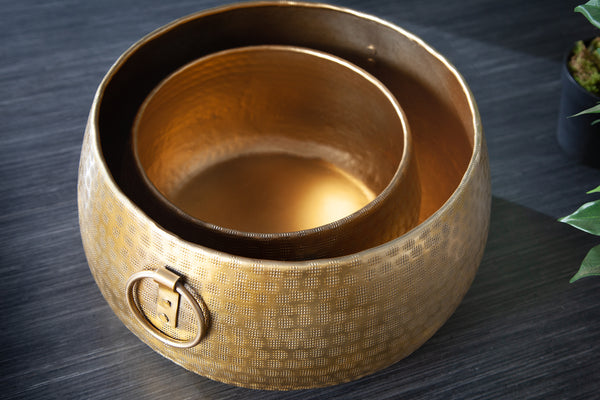 Set Of 2 Flower Pots Orient 29cm/37cm Metal Gold