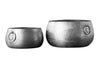 Set Of 2 Flower Pots Orient 29cm/37cm Metal Silver