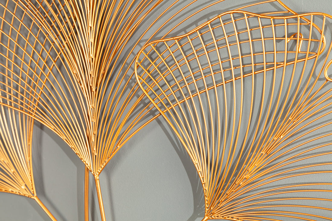 Wall Decoration Ginkgo 90cm Metal Gold