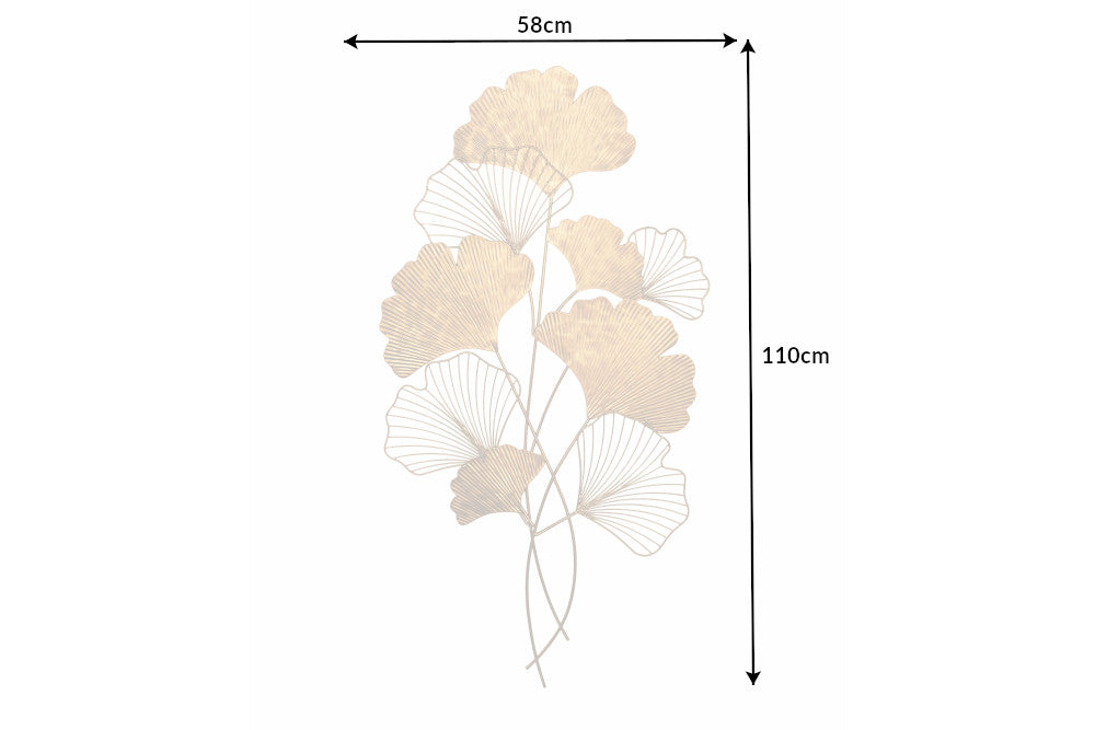 Wall Decoration Ginkgo 110cm Metal Gold