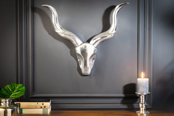 Decorative Antler Rodeo 53cm Metal Silver