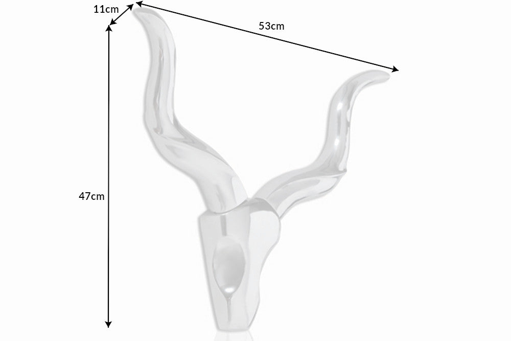 Decorative Antler Rodeo 53cm Metal Silver