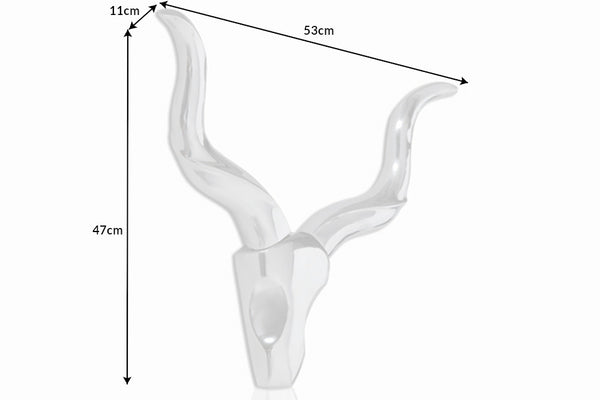 Decorative Antler Rodeo 53cm Metal Silver