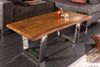 Coffee Table Monolith 110cm Acacia Wood Honey Chrome