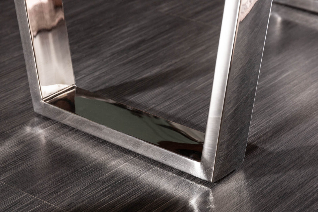 Coffee Table Monolith 110cm Acacia Wood Honey Chrome