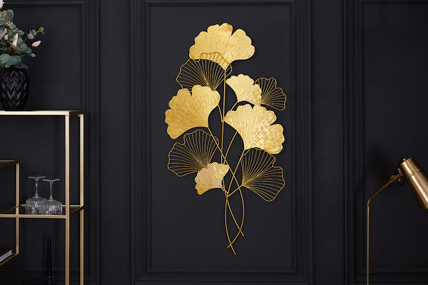 Wall Decoration Ginkgo 110cm Metal Gold