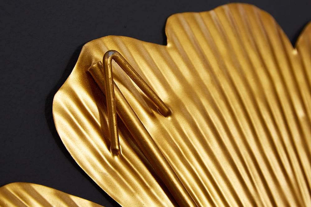 Wall Decoration Ginkgo 110cm Metal Gold