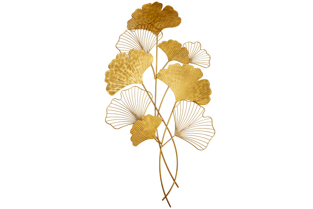 Wall Decoration Ginkgo 110cm Metal Gold