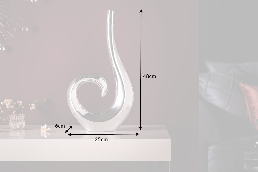 Vase Wave 48cm Metal Silver