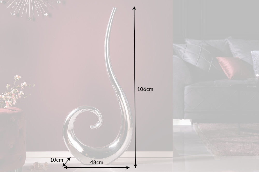 Vase Wave 106cm Metal Silver