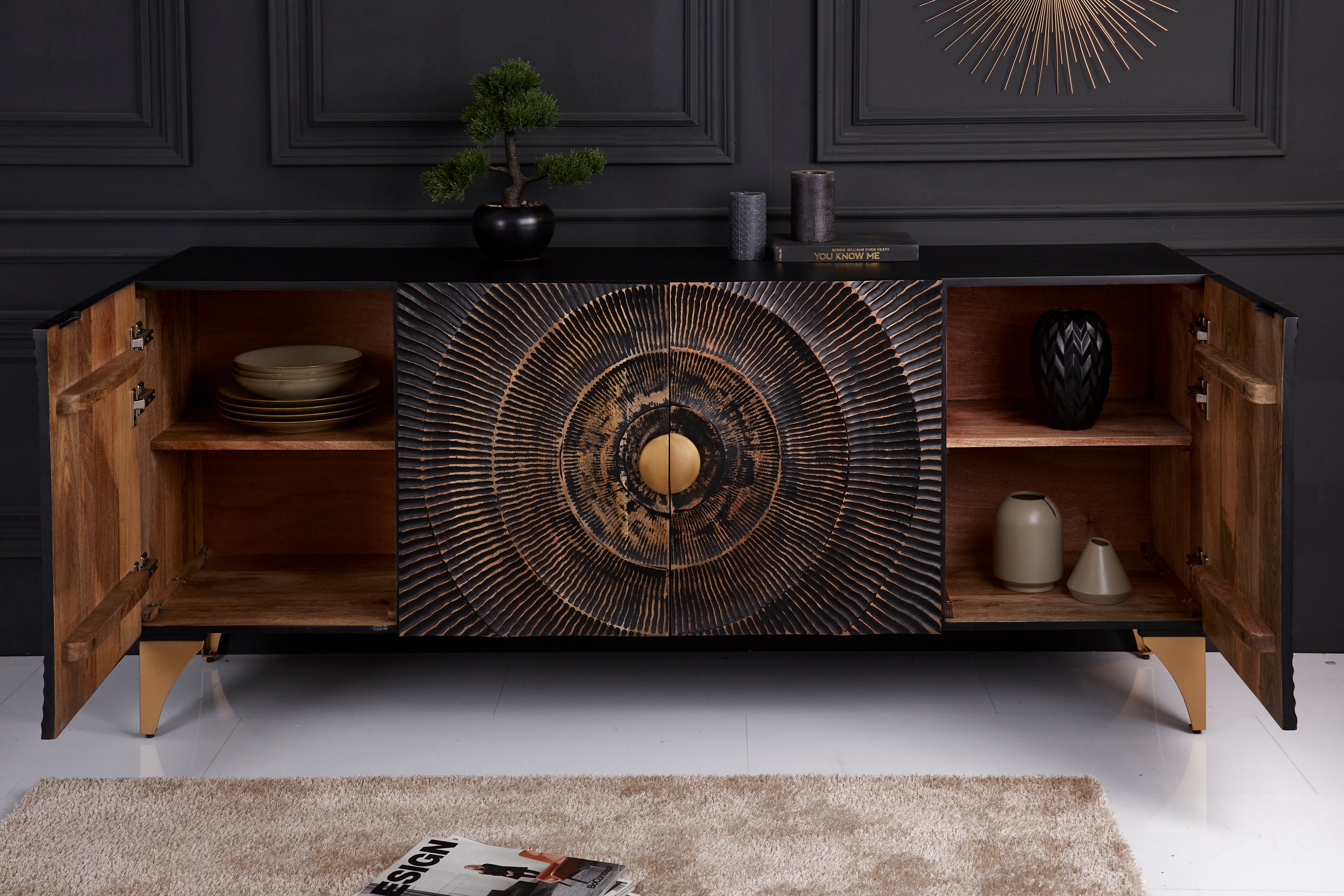 Sideboard Golden Eye 177cm Mango Wood Black