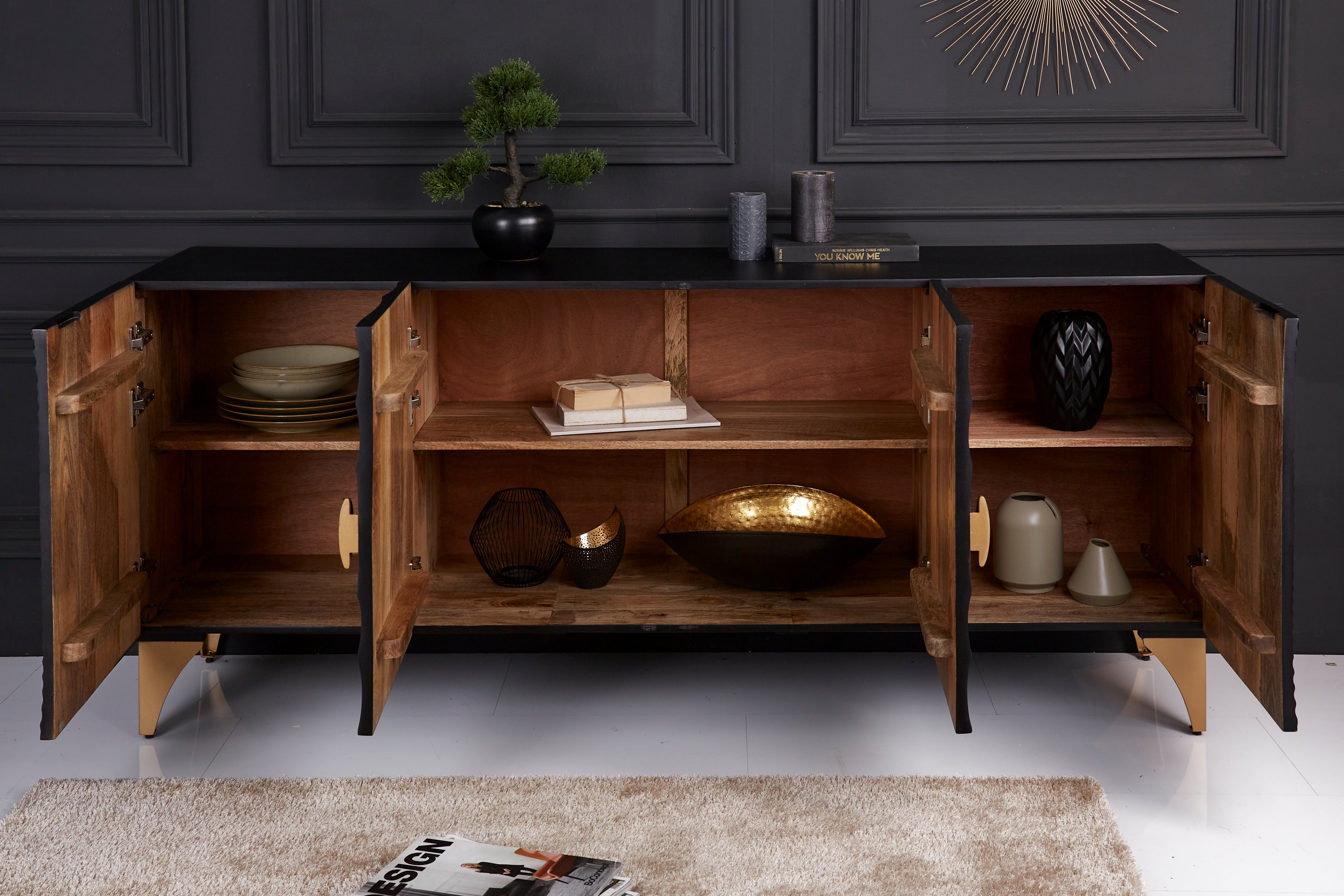 Sideboard Golden Eye 177cm Mango Wood Black