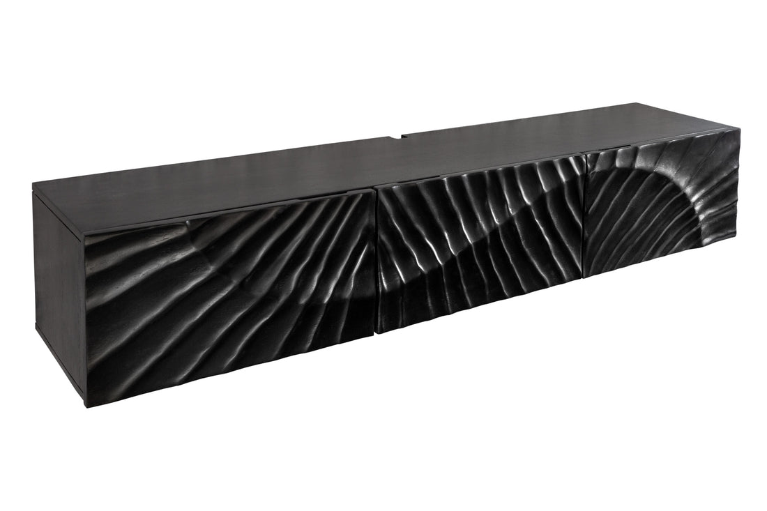 Floating TV Stand Fossil 160cm Mango Wood Black