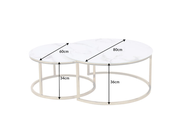 Coffee Table Elegance 80cm Marble Look White