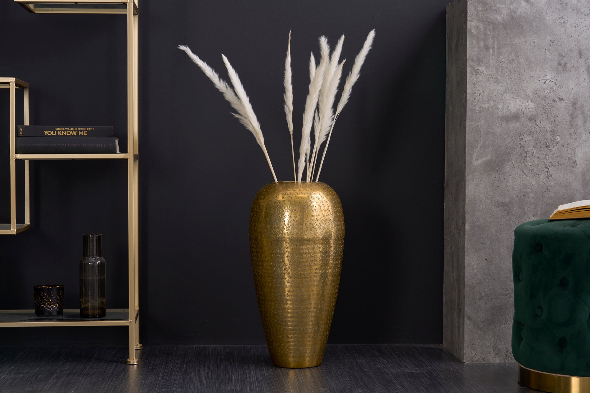 Vase Organic Orient 50cm Hammered II Metal Gold