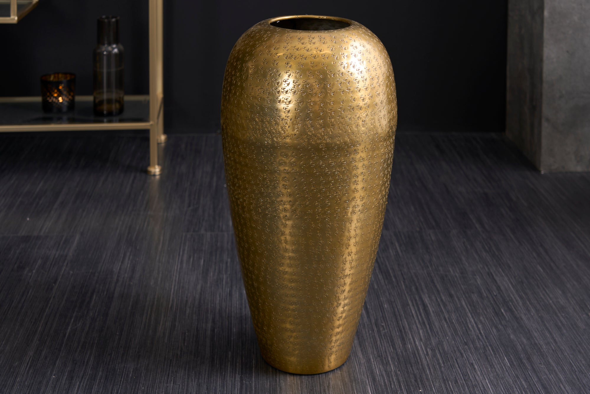 Vase Organic Orient II 50cm Hammered Metal Gold