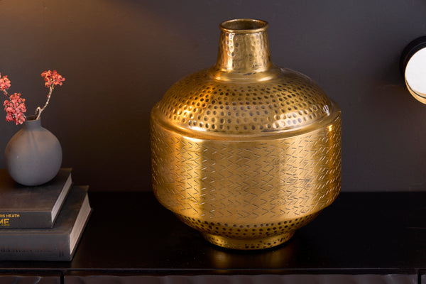 Vase Orient 35cm Hammered Metal Antique Copper