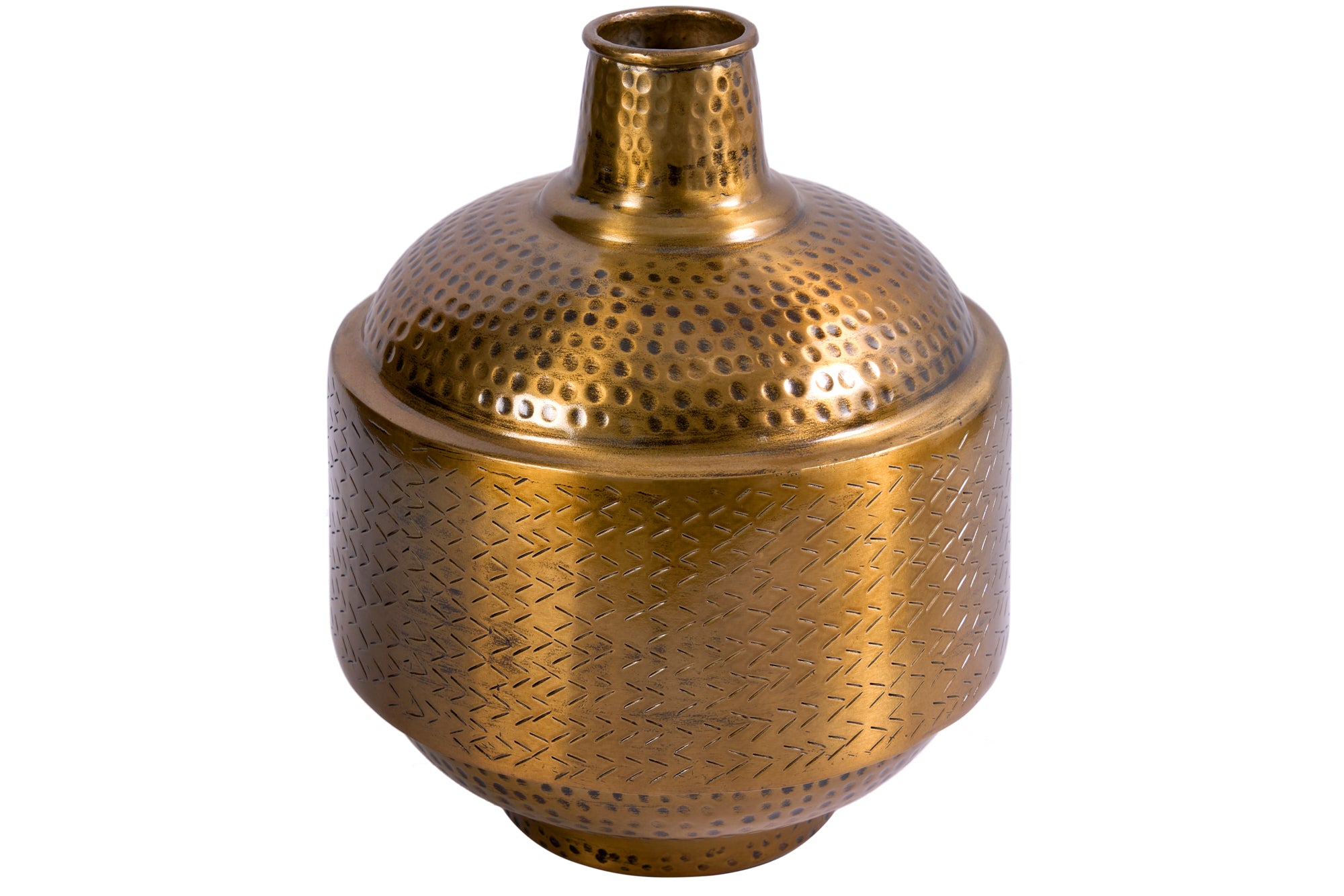 Vase Orient 35cm Hammered Metal Antique Copper