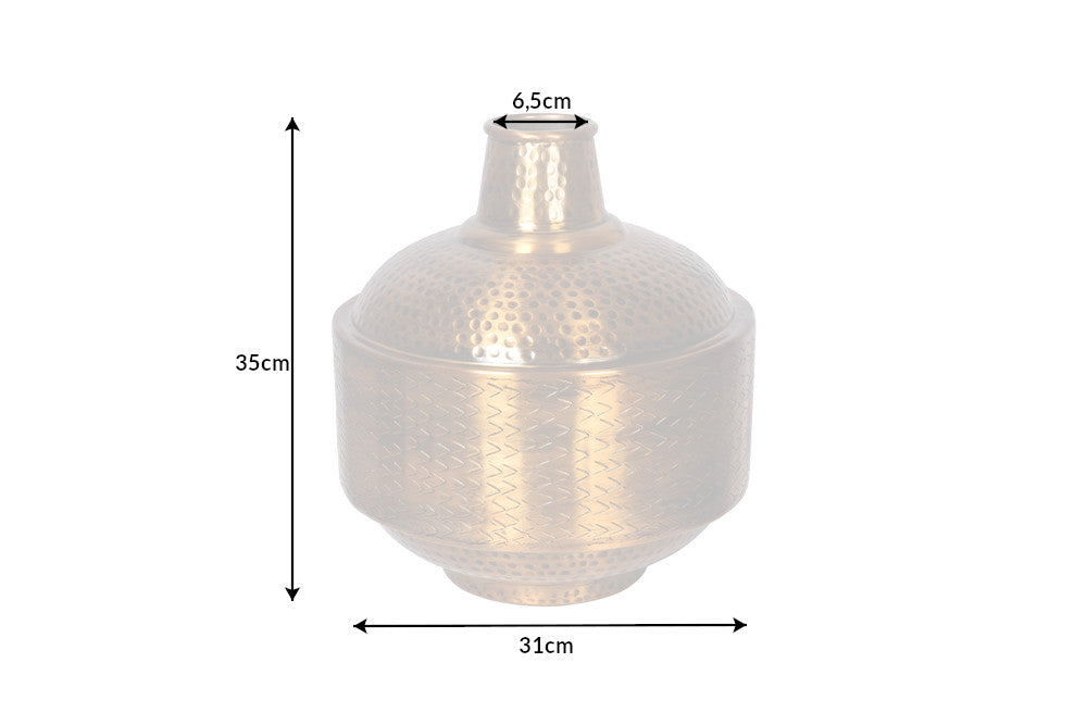 Vase Orient 35cm Hammered Metal Antique Copper