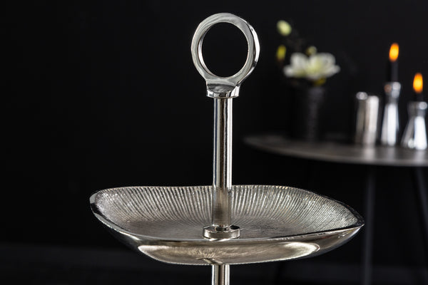 Three Tier Cake Stand Orient 44cm Vintage Metal Silver
