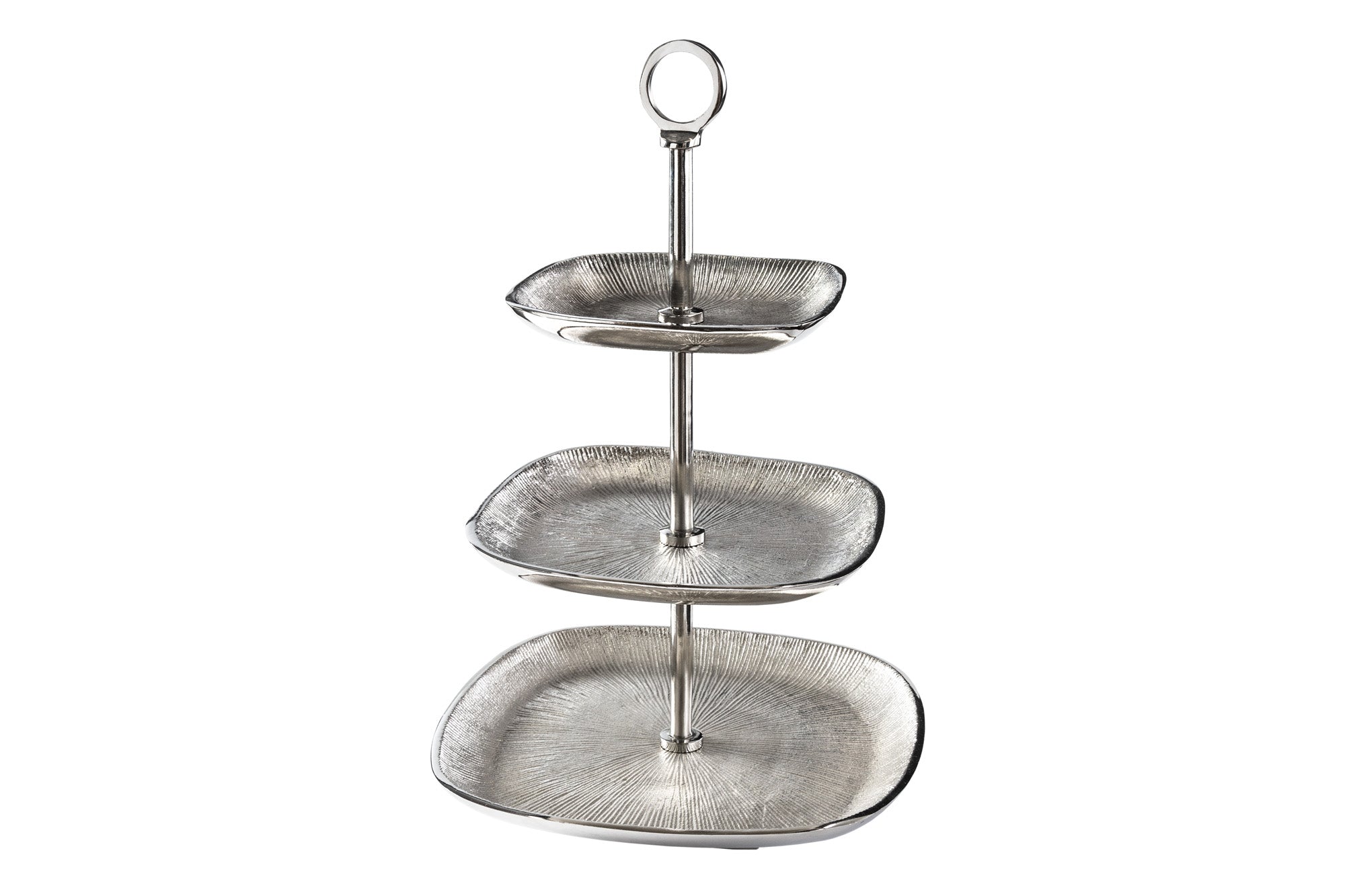 Three Tier Cake Stand Orient 44cm Vintage Metal Silver