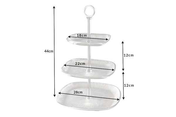 Three Tier Cake Stand Orient 44cm Vintage Metal Silver