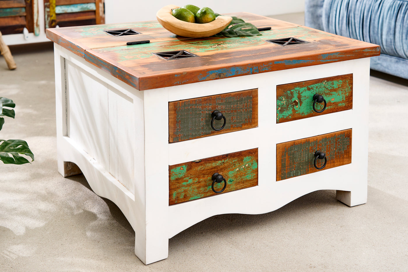 Coffee Table Sri Lanka 70cm Mango Recycled Wood White