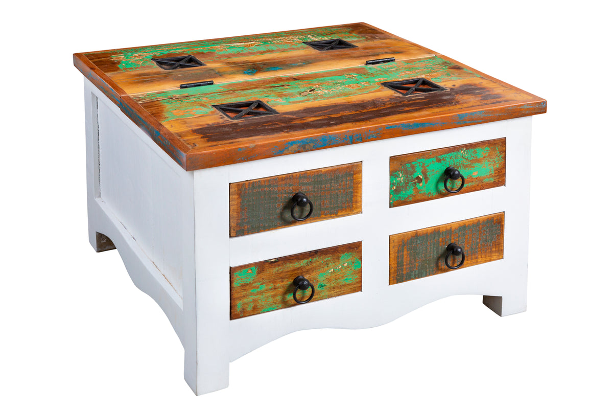 Coffee Table Sri Lanka 70cm Mango Recycled Wood White