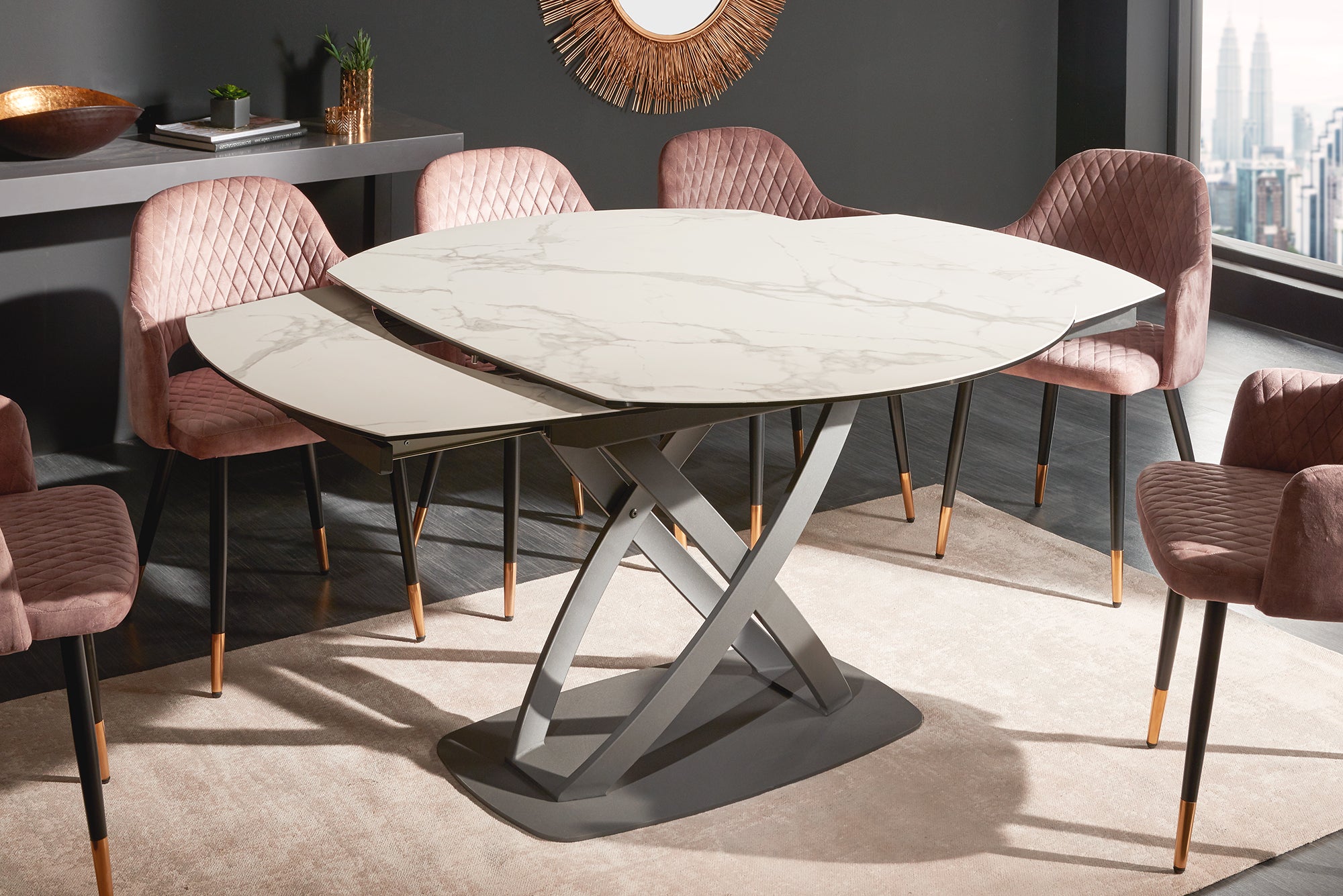 Dining Table Astral 130-190cm Ceramic White