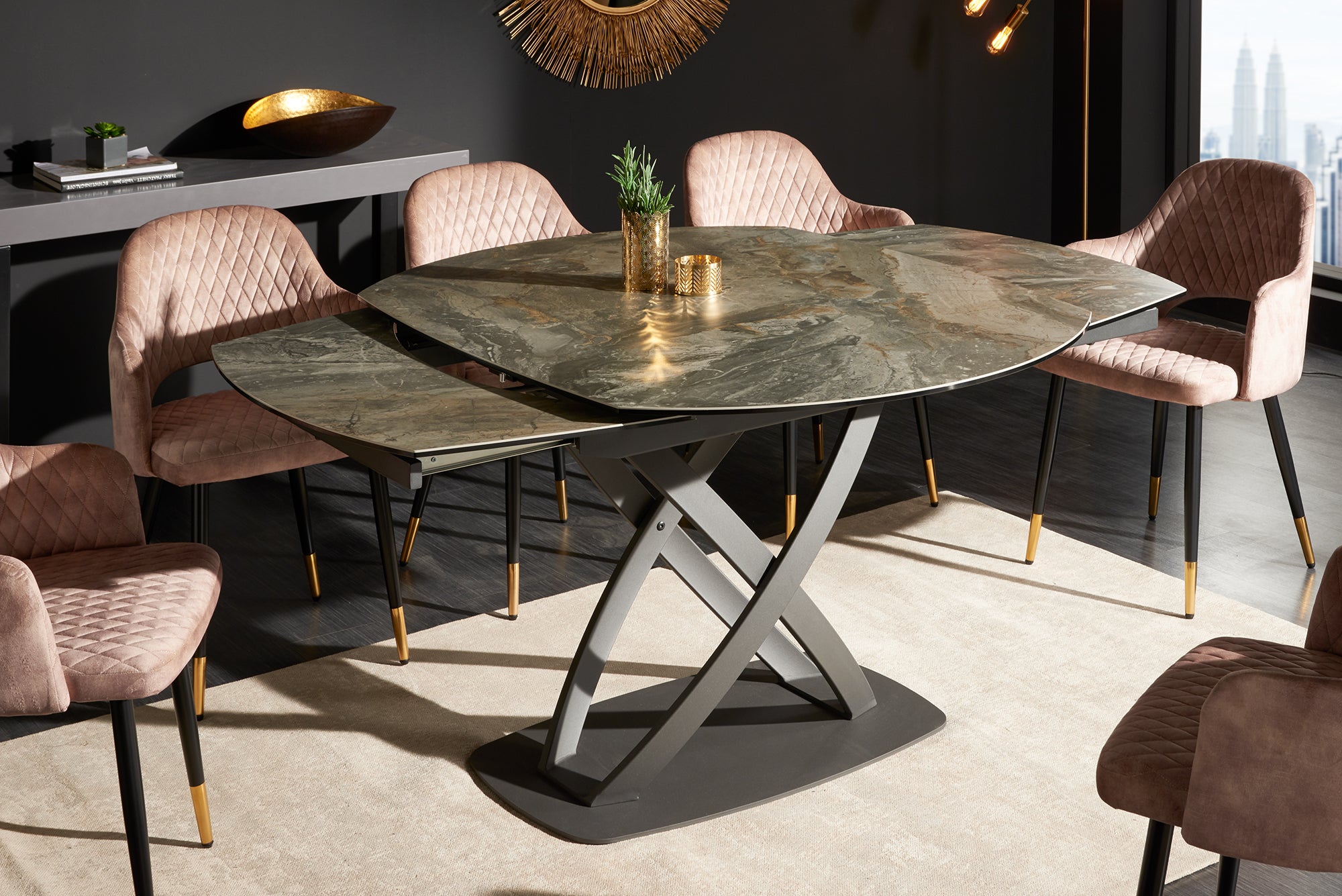Dining Table Astral 130-190cm Ceramics Taupe