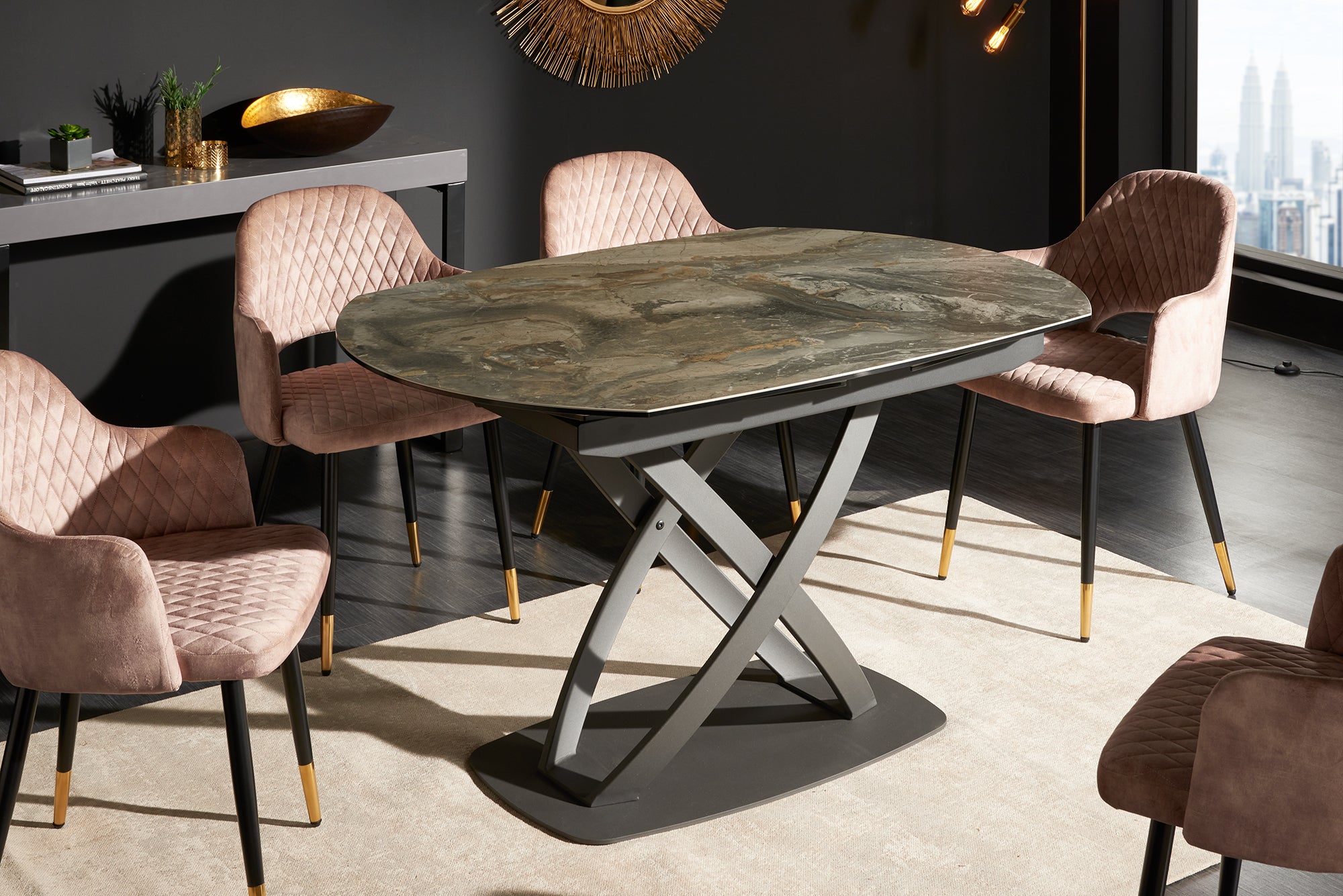 Dining Table Astral 130-190cm Ceramic Taupe