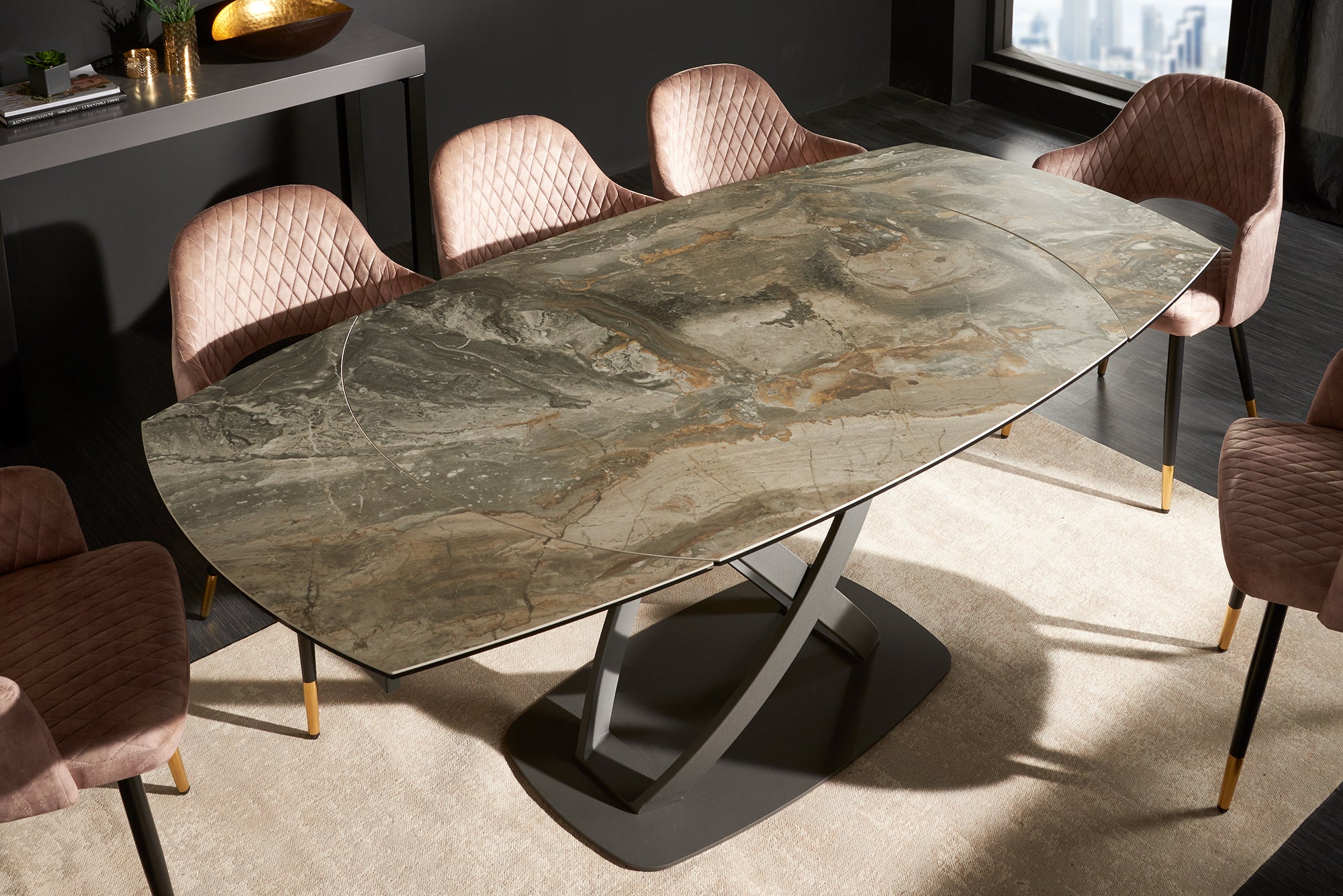 Dining Table Astral 130-190cm Ceramic Taupe