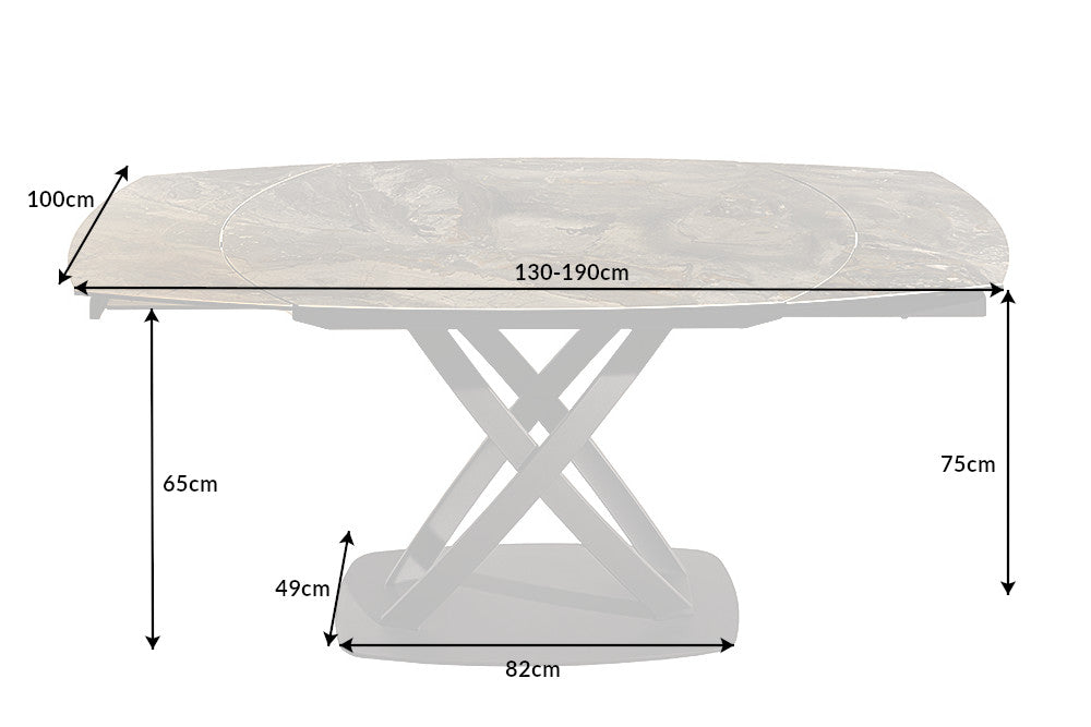 Dining Table Astral 130-190cm Ceramic Taupe