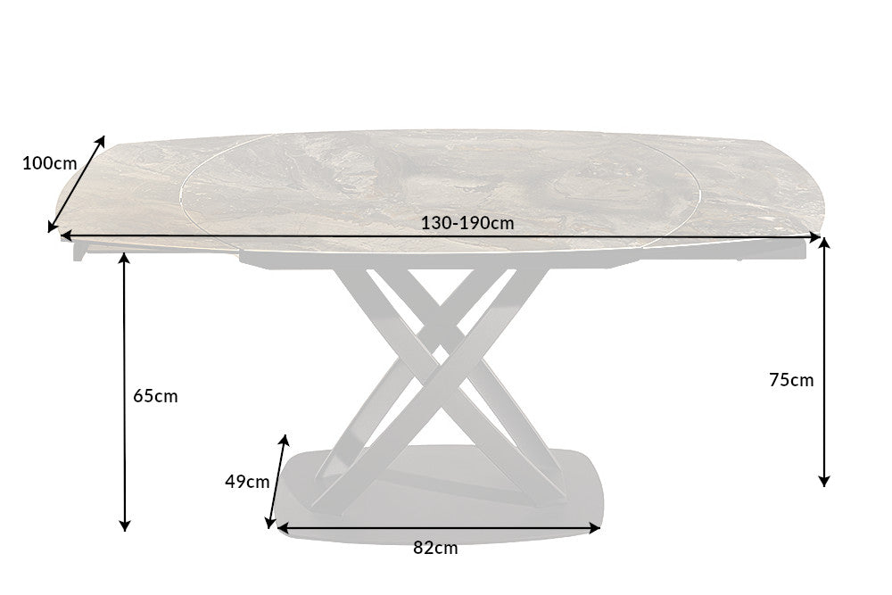Dining Table Astral 130-190cm Ceramics Taupe