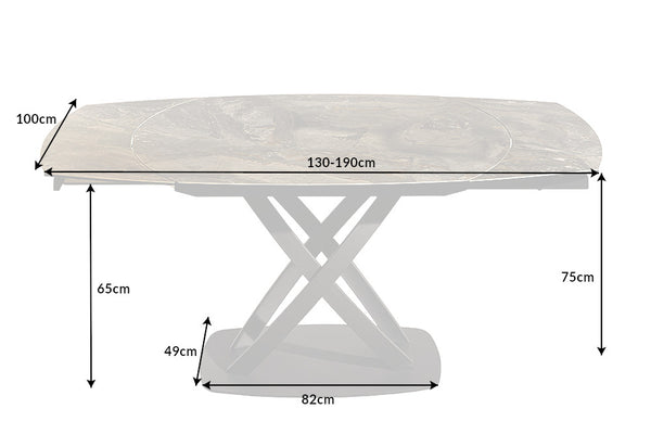 Dining Table Astral 130-190cm Ceramic Taupe