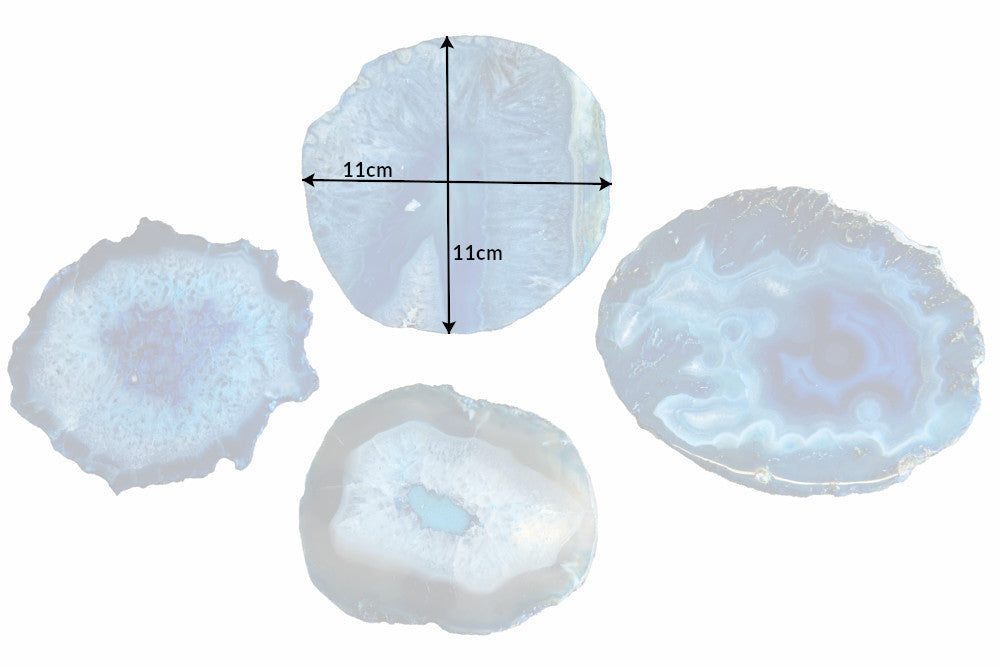 Set Of 4 Coaster Stones 11cm Agate Blue