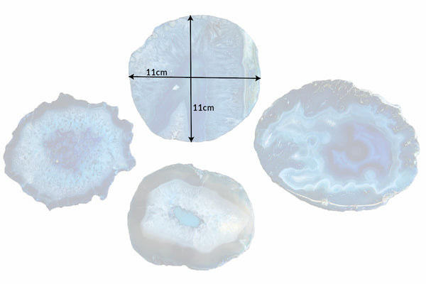 Set Of 4 Coaster Stones 11cm Agate Blue
