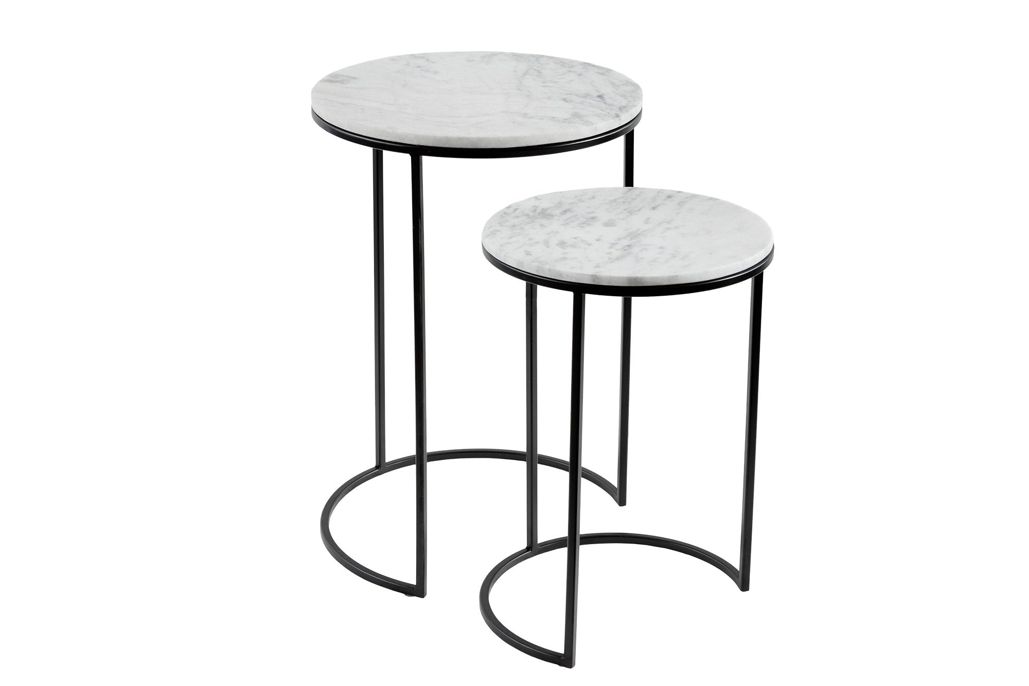 Side Table Elements Set of 2 Marble White