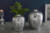 Vase Oriental 27-31cm Hammered Metal Silver Set of 2